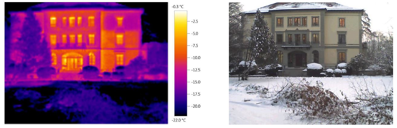 Thermographie et photo d’un bâtiment